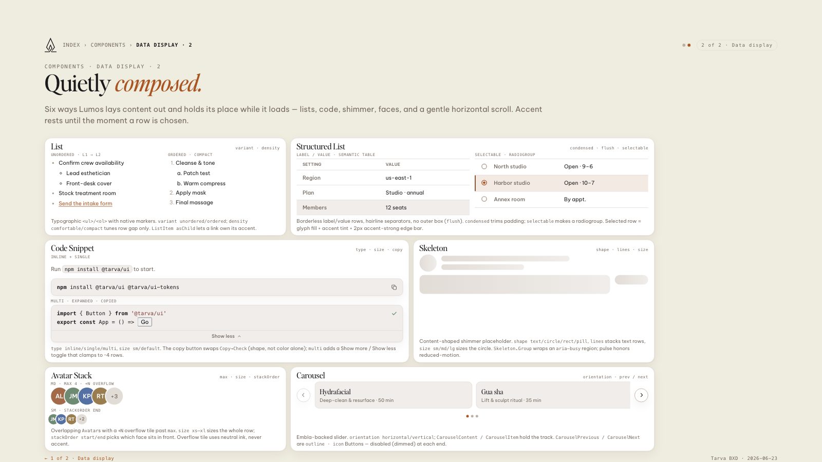 Lumos brand book slide: Data display · 2