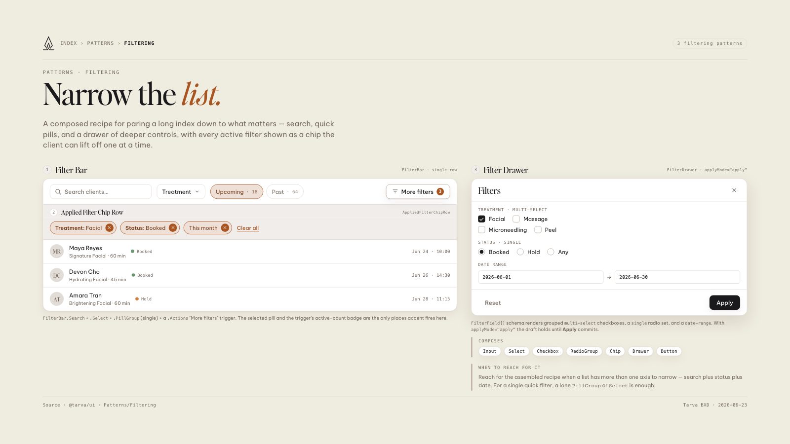 Lumos brand book slide: Filtering