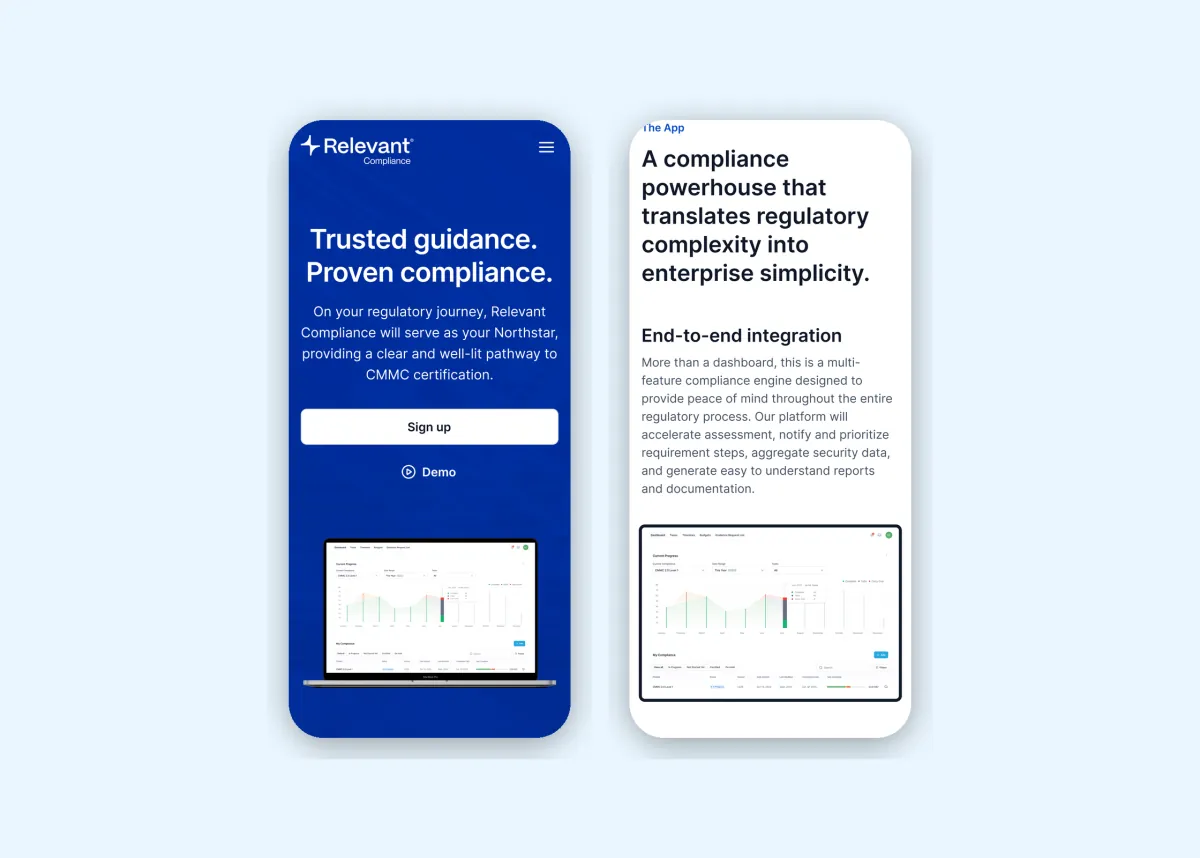 Sprint 2 redesign: the responsive landing at 375 wide.