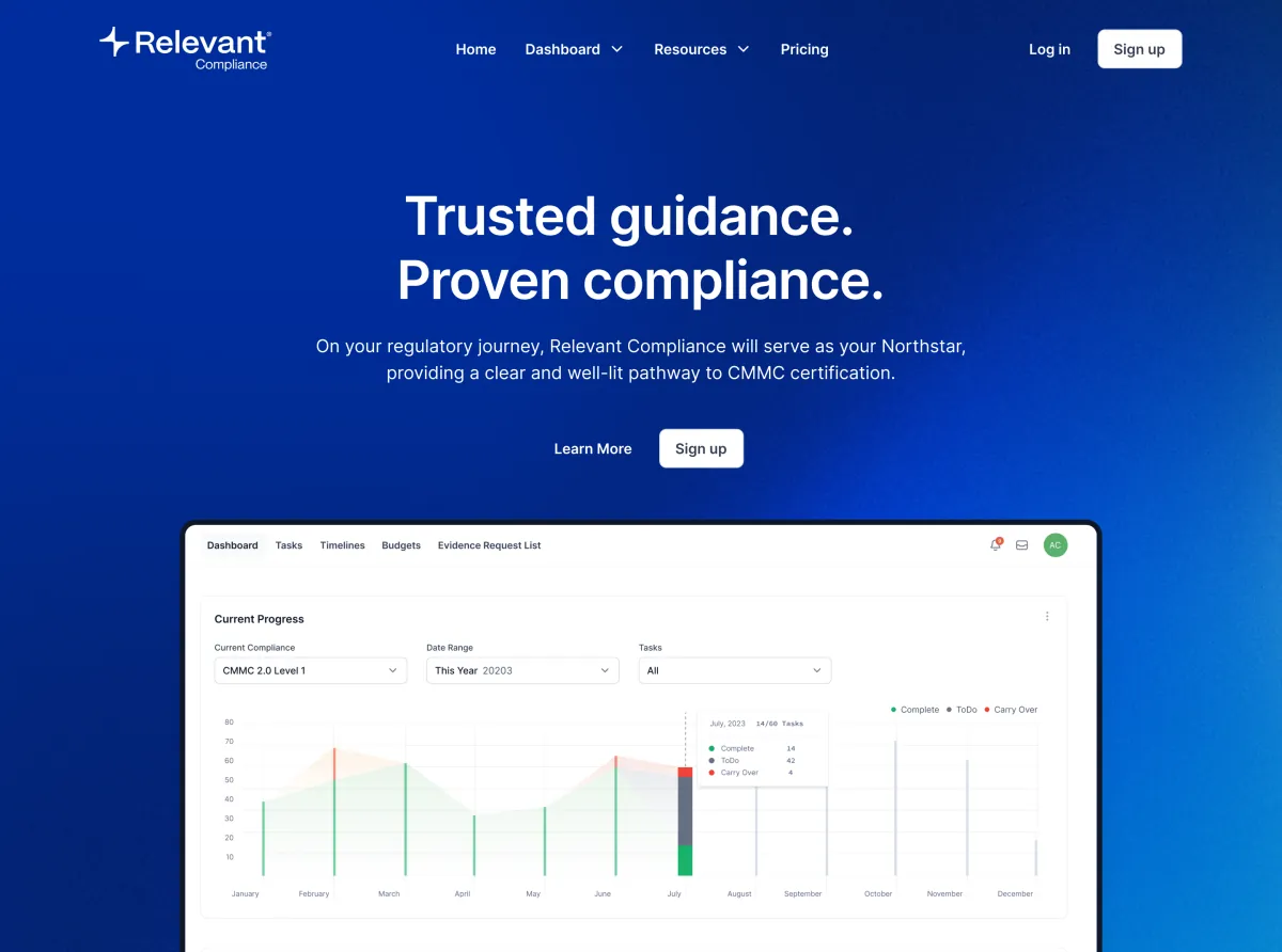 Relevant Compliance: desktop landing v2 hero